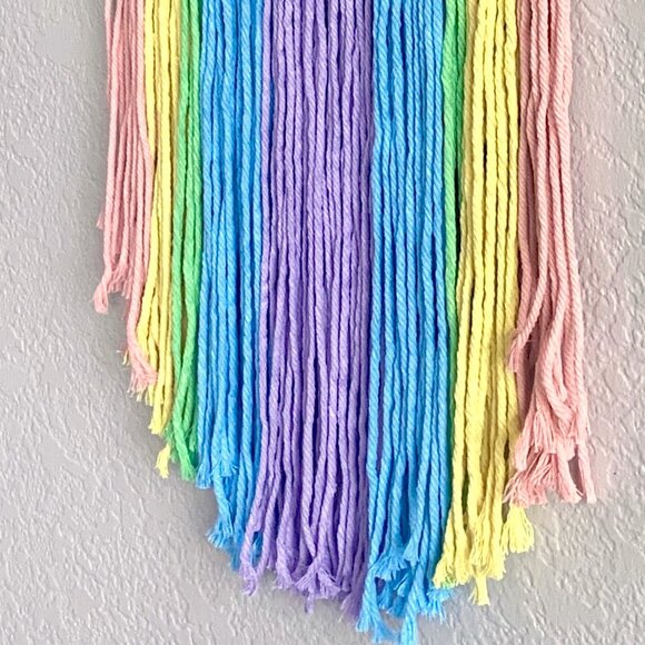 Vibrant Woven Moving Rainbow in Hoop Wall Hanging Nursery Children's Room Decor - Picture 4 of 8